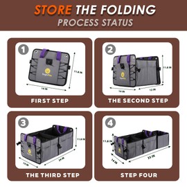 SugarFox Large Capacity Trunk Organizer for Car & SUV – Waterproof with 8 Mesh Pockets, collapsible & Adjustable compartments,84L Durable Storage with Non-Slip Base,Gray