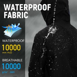 FARVALUE Women's Rain Jacket Waterproof Lightweight Packable Raincoat with Hood Outdoor Active Windbreaker Black Medium