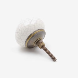 Cracked/Crackled Ceramic Ball Knob, Pull, Handle, for Cupboards, Doors, Cabinets, Drawers, Furniture, Kitchens (Plus Fitting Hardware) 4.1 cm Diameter 3.1 cm Rod Length