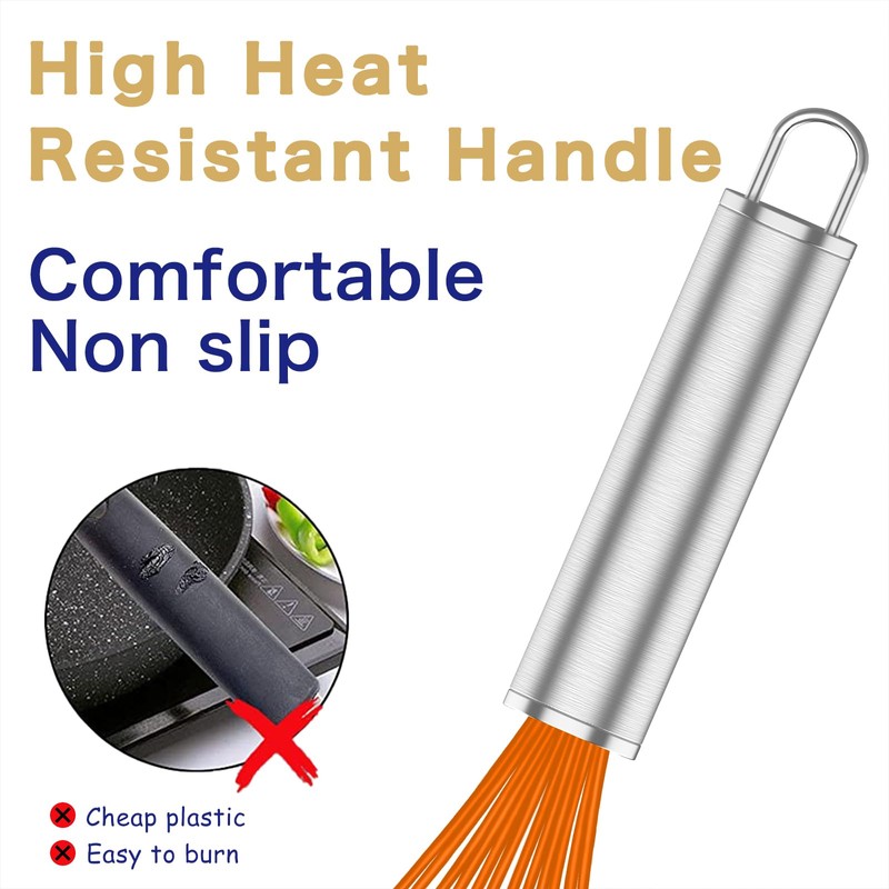 OYV Orange Silicone Whisk, Professional Whisks For Cooking Non-Scratch, Stainless