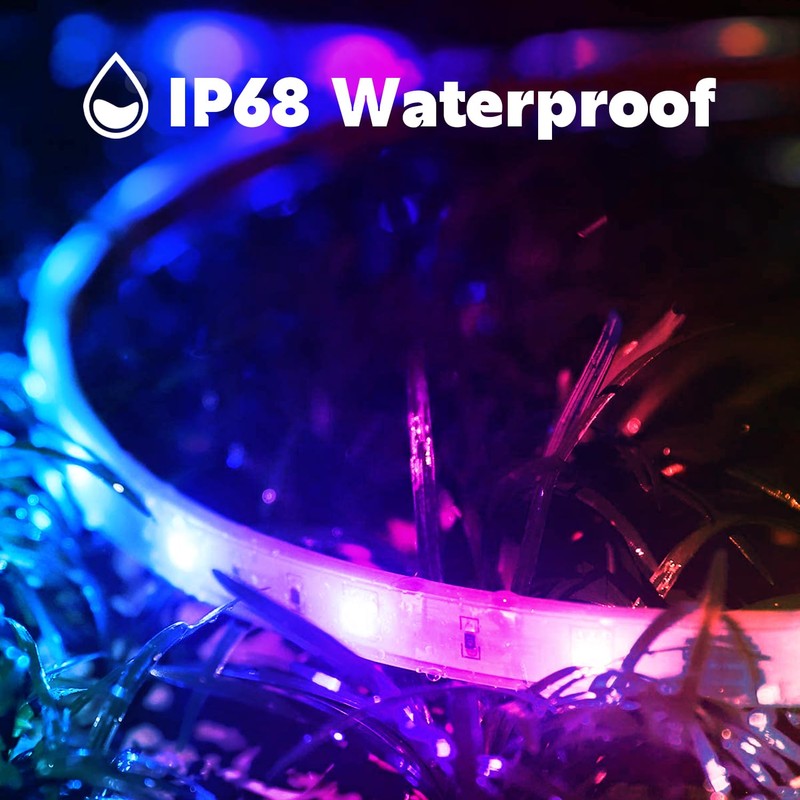FBZ 100Ft Outdoor Waterproof LED Strip Lights,Music Sync RGB IP65