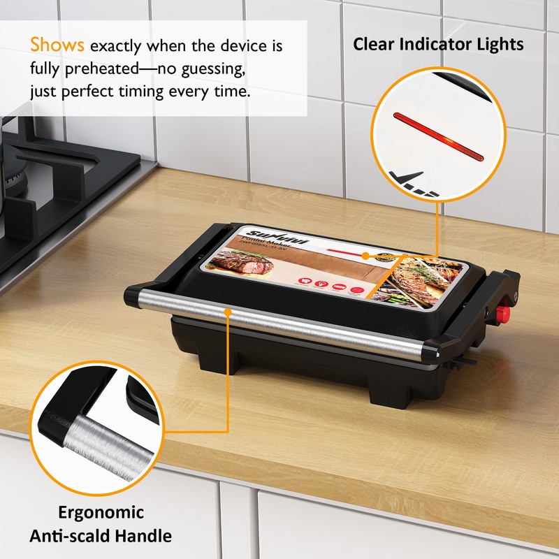 Sunvivi Panini Press Sandwich Maker: Electric Panini Press Grill with