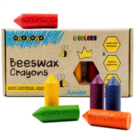 Medenka Beeswax Crayons Junior - 6 Colors - Crayons for Toddlers - Non Toxic for Years 1-3 - Made of European Beeswax