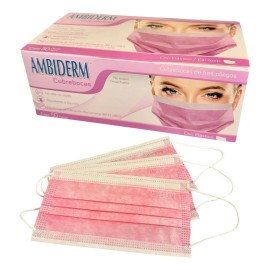 Cubrebocas Ambiderm 3 Pliegos Polipropileno 50 Unidades