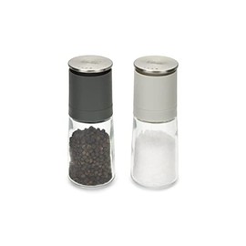 Joseph Joseph Duo Set con Macina Sale e Pepe Manuale Acciaio Inox, Macinino invertito in ceramica Regolabile, Nero/Grigio