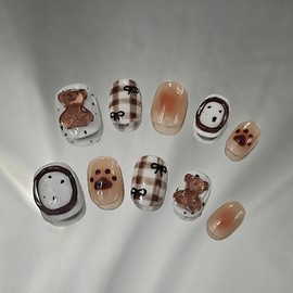 [M;H #] Bear handmade nail tips - Enter Owen Lake in the delivery message / [M;H #] 곰돌이 수제네일팁 - 배송메세지에 필수로 오왼 호수 입력