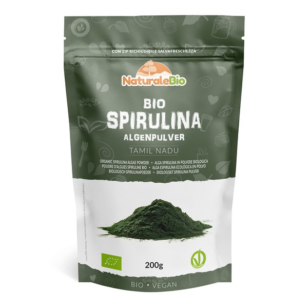 Spirulina Powder Organic 200 g. Natural and Raw Spirulina Algae