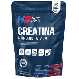 HS HERO SPORT Creatina Monohidratada de Alta Pureza 450g en Polvo. 5g de Creatina por Porcin, 100 Pura, 100 Natural, 0 Azcar, Sin Sabor, Sin Olor,... 