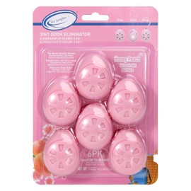 Air Jungles 3-in-1 Honey Peach Scent Odor Eliminator Balls, 6 Count, Deodorizing and Odor Remover Balls for Shoes, Gym Bags, Lockers, Closets, and Drawers, Essential Oil Air Freshener Twist Ball