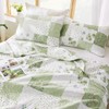 KINBEDY Green Floral Patchwork Quilt Set Full Queen Size, Quilted