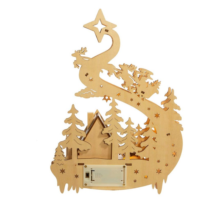 Kurt S. Adler 11.8-Inch Battery-Operated Light Up Wooden Christmas Village