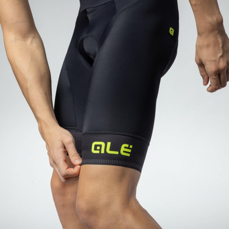 Alé Cycling Men's Solid Corsa Shorts, Black/fluo yellow