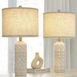 Set of 2 Drum Lamp Shade 13" Top x 13" Bottom x 10" High (Spider) Oatmeal Warm Color for Table Lamps & Floor Lamps Replacement Lampshade By oNext