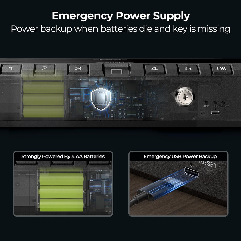 ONNAIS Large Biometric Gun Safe - Fingerprint Pistol Safes with