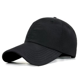 Eoslya Outdoor Sports Baseball Cap - Quick-Dry Waterproof Sun Hat, Breathable Lightweight Nylon Cap for Men, Adjustable Wide Brim UV Protection Hat for Hiking, Camping, Running Black