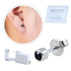 2 Pack Sterile Ear Piercing Gun Disposable Self Ear Piercing Gun Kit Safety Ear Piercing Gun Kit Tool (Black)