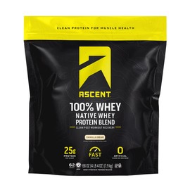 Ascent Native Whey Protein Blend — 100% Whey, Vanilla Bean Flavor, 4.25 lbs