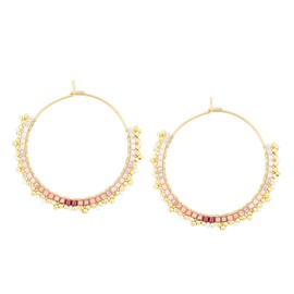 KELITCH Hoop Earrings Miyuki Mixed Beads Earrings Tassel Fringe Circle Earrings Women Jewelry (Beige 14C)