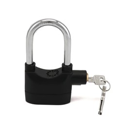 QWORK Alarm Lock, 110 dB Anti-Theft Security Padlock, 2 Pack Door Motorcycle Bicycle Padlock, Universal Security Siren Alarm Lock with 3 Keys (Black)