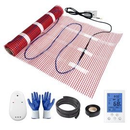 BLARALA Electric Radiant Floor Heating System, 30 Sq.ft Electric Heated Floor Mats for Bathroom, Includes Programmable Thermostat, Heat Mat, Installation Monitor, and Temperature Sensors.