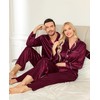 SWOMOG Couples Satin Pajamas Set Mens Matching Silk Long Sleeve