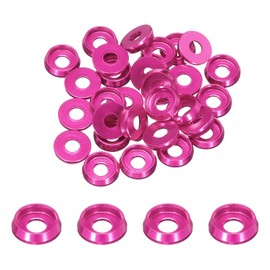 MECCANIXITY M3 Cone Cup Countersunk Washers,Hole Dia 3mm/0.12" Aluminum Gaskets Cup Head Washer Gasket for Screw RC/FPV/PC/Drone/Mechanical Accessories Model Parts,Pack of 30(Hot Pink)