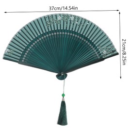 Folding Fan Wedding Favors Mini Decor Mini Hand Fans for Women Japanese Fan Silk Folding Fan Chinese Folding Fan Bamboo Folding Fan Handheld Fan Foldable Japanese Cloth Green