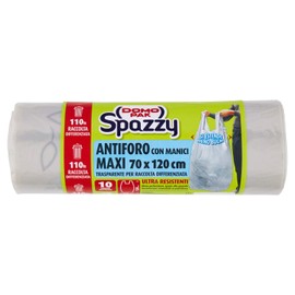 Domopak Spazzy 110L Neutral Clear Anti Perforation Bags with Handles Waste Separation Bags 330g