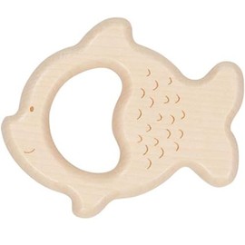 goki 65258 - Lovingly Designed Grasping Toy Fish Rattle Natural - Trains the Grip Reflex and Hearing - Made of Beech Wood - Handmade - Made in Germany
