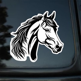 2pcs Horse Head Sketch Style Car Bumper Window Stickers, 5.12''x4.92'' Car Truck Van Laptop and Wall Decals, Waterproof & Weatherproof Vinyl Material Sticker | CZ62
