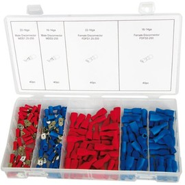 160 x Solderless Flat Connector Blade Receptacle Assortment Cable Lug Press Cable Lug Red Blue (in Storage Box/Assortment Box)