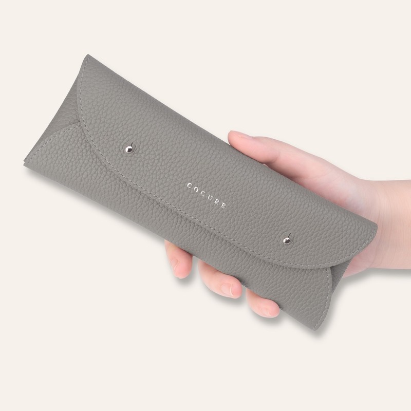 COGURE COPEN Pencil Case, Genuine Leather, Simple, Stylish, Unisex, Gift