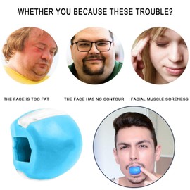 Krilira Jaw Muscle Exerciser - Mandibular Muscle Exerciser with Neck Rope, Jaw, Face, Neck Exerciser, Face-Lift,to Look Younger,Female, Male, Suitable for Initial Exercisers（Blue）