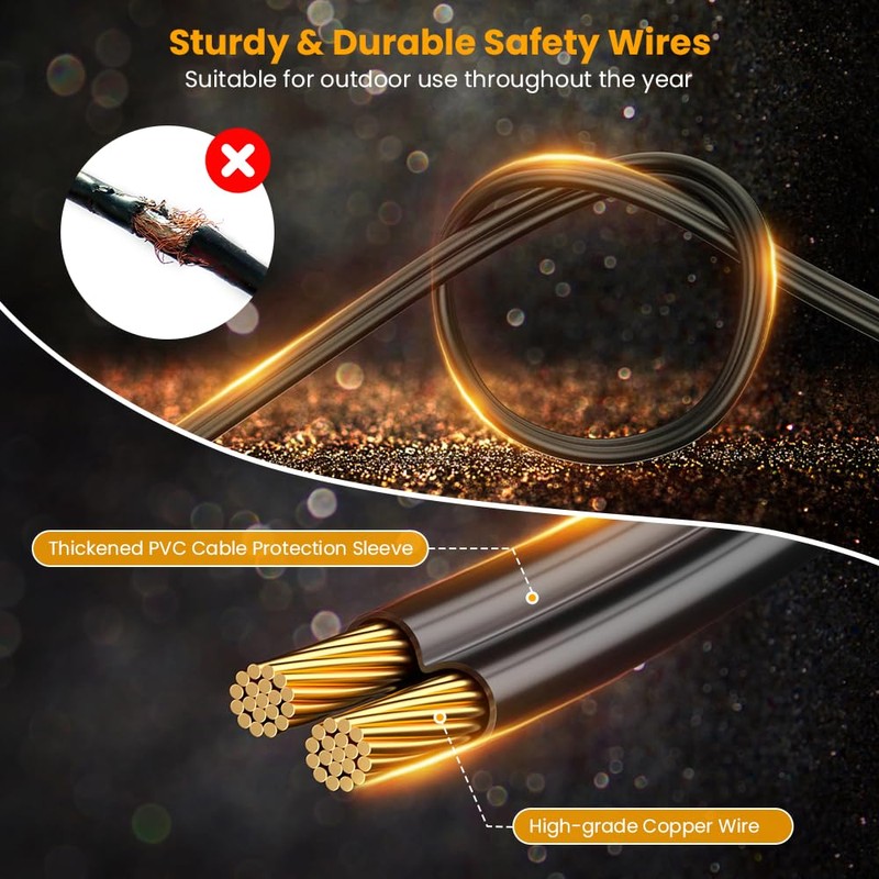 100FT Solar String Lights Outdoor Waterproof IP65 with USB-Charging ,