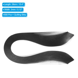 PATIKIL 600pcs Quilling Strips Paper 1/8"(3mm) 39cm Origami Paper Quilling Strip for Art DIY Hand Craft Christmas, Black