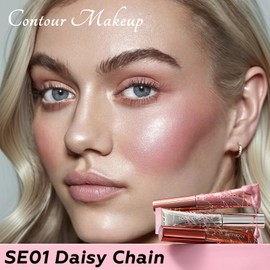 FOCALLURE 3 PCS Liquid Contour Stick,Moisturizing Highlighter,Blush and Bronzer,Silky Cream Contouring Pen with Soft Cushion Applicator,Long Lasting Face Illuminator Makeup,Daisy Chain