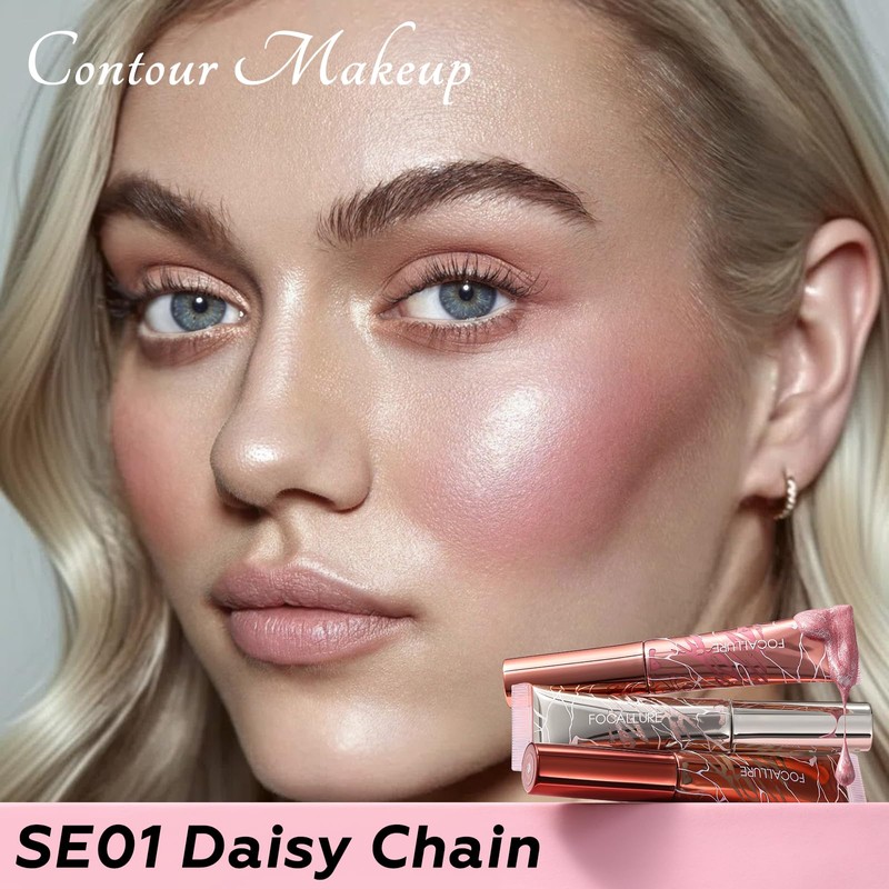 FOCALLURE 3 PCS Liquid Contour Stick,Moisturizing Highlighter,Blush and Bronzer,Silky Cream