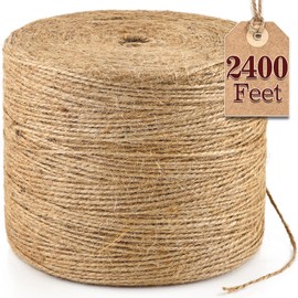 XSEINO 2400Feet Natural Jute Twine Strong Garden Twine Rope for Arts Crafts Gift Wrapping Gardening Tomato Climbing Plant Tie Floristry Packing Decor