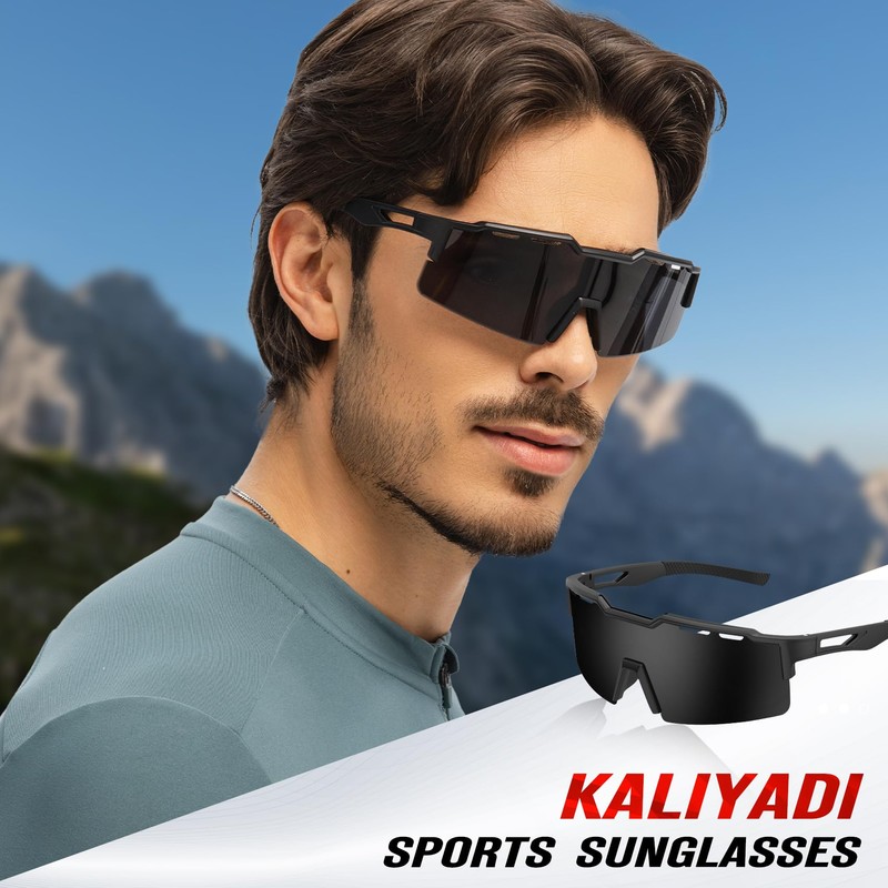 KALIYADI Polarized Sport-Sunglasses-Men Cycling Sunlasses: Lightweight Running Sun Glasses UV400