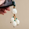 Mansiyuyee Hand Carved Lotus Flowers Keychain for Women Meaning Good