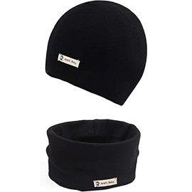 Areti Baby Knitted Hat and Loop Scarf Set, Toddlers’/Children’s Soft, Cotton Beanie Hat, Neck Warmer, Collar, Neckerchief, for Autumn, Winter, black