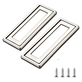 Desuibao 2 Pack Sliding Barn Door Handle, Zinc Alloy Recessed Cabinet Pull Handle, Flush Mount Door Pull Handle, Recessed Drawer Pulls, Closet Door Finger Hidden Ring Pull for Home Kitchen, Silver