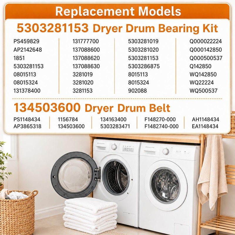 FrigeSwift 5303281153 Dryer Drum Bearing Kit And 134503600 Dryer Drum