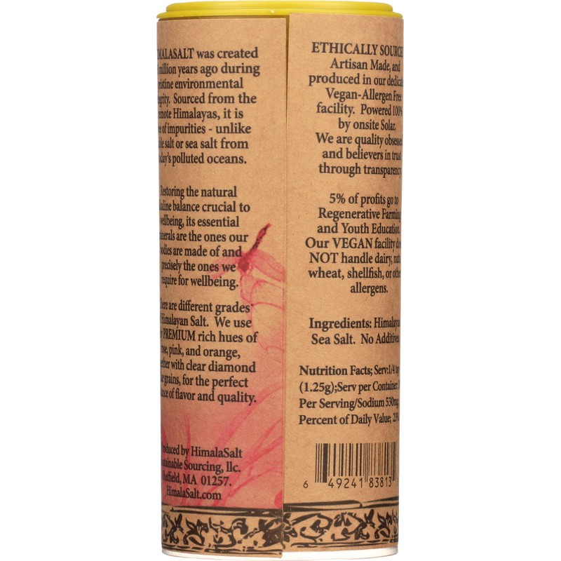 HimalaSalt Primordial Himalayan Sea Salt, Fine Grain Shaker, 6 Ounce