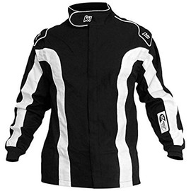 K1 Race Gear Triumph 2 Single Layer SFI-1 Proban Cotton Fire Jacket (Black/White, 4X-Small)