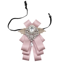 GHTIYLP Sparkle Bow Ties for Men and Women Big Rhinestone Bow Tie Satin Ribbon Bowtie for Suit Tuxedo Evening Party (Blush Pink)