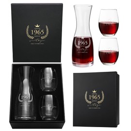 AW BRIDAL 60th Birthday Gifts for Women, 60th Birthday Decorations for Her, Vintage 1965 Wine Glasses 60 Year Old Birthday Gifts for Women Friend Sister Mom, Anniversary Wedding Gift for Couples