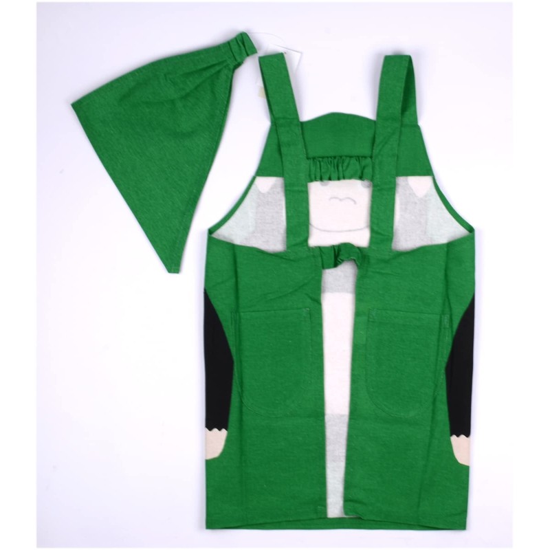 Friends Hill Kids Apron M Hello Gorilla Green with Triangle