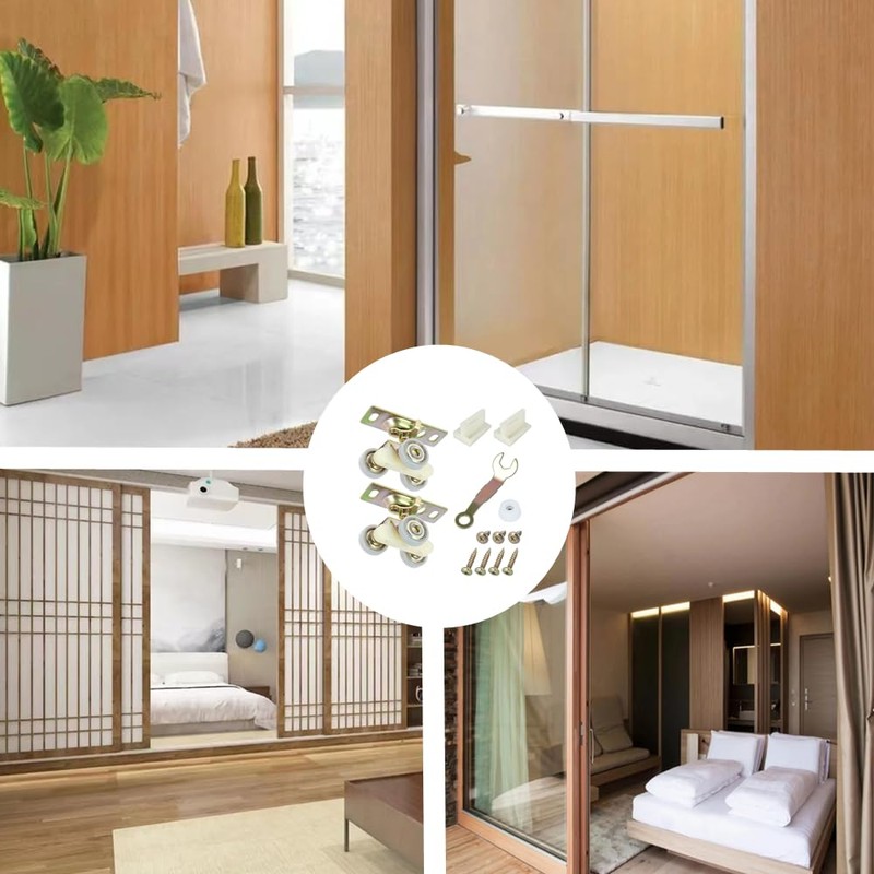 15Pcs Sliding Pocket Door Hardware Top Hanger Rollers Wheels Assembly