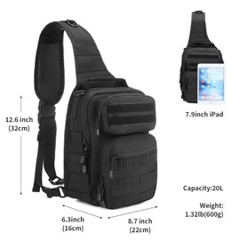 BAIGIO Small Tactical Sling Bag One Shoulder Chest Backpack Casual Daypack for Men